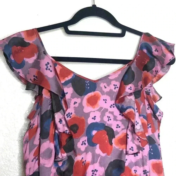 Rebecca Taylor Tank Top Shirt Sleeveless Ruffled Floral - Picture 9 of 10